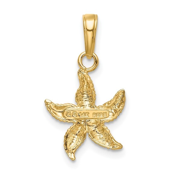10K Gold w/Rhodium Starfish Charm - Picture 3 of 4